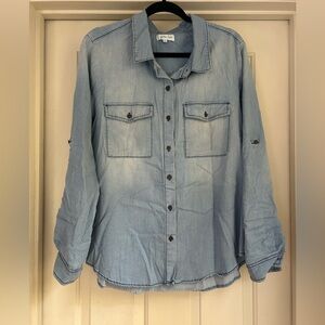 Grace and Lace stretch denim button down
